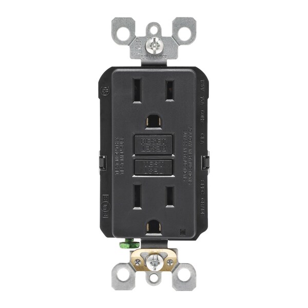 Leviton Leviton SmartlockPro 15 amps 125 V Duplex Black GFCI Outlet 5-15R 1 pk GFNT1-0KE - main